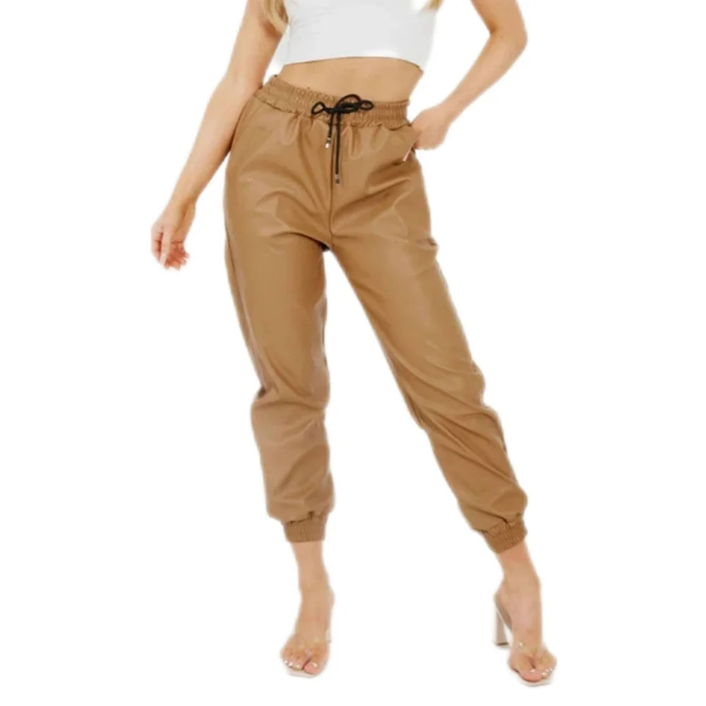 New Collection Skylar Leatherette Drawstring Waist Cropped Pants Size Large